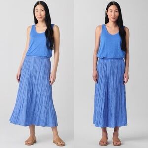 NWT Eileen Fisher Crushed 100% Silk Flared Skirt Ultramarine Sz XL